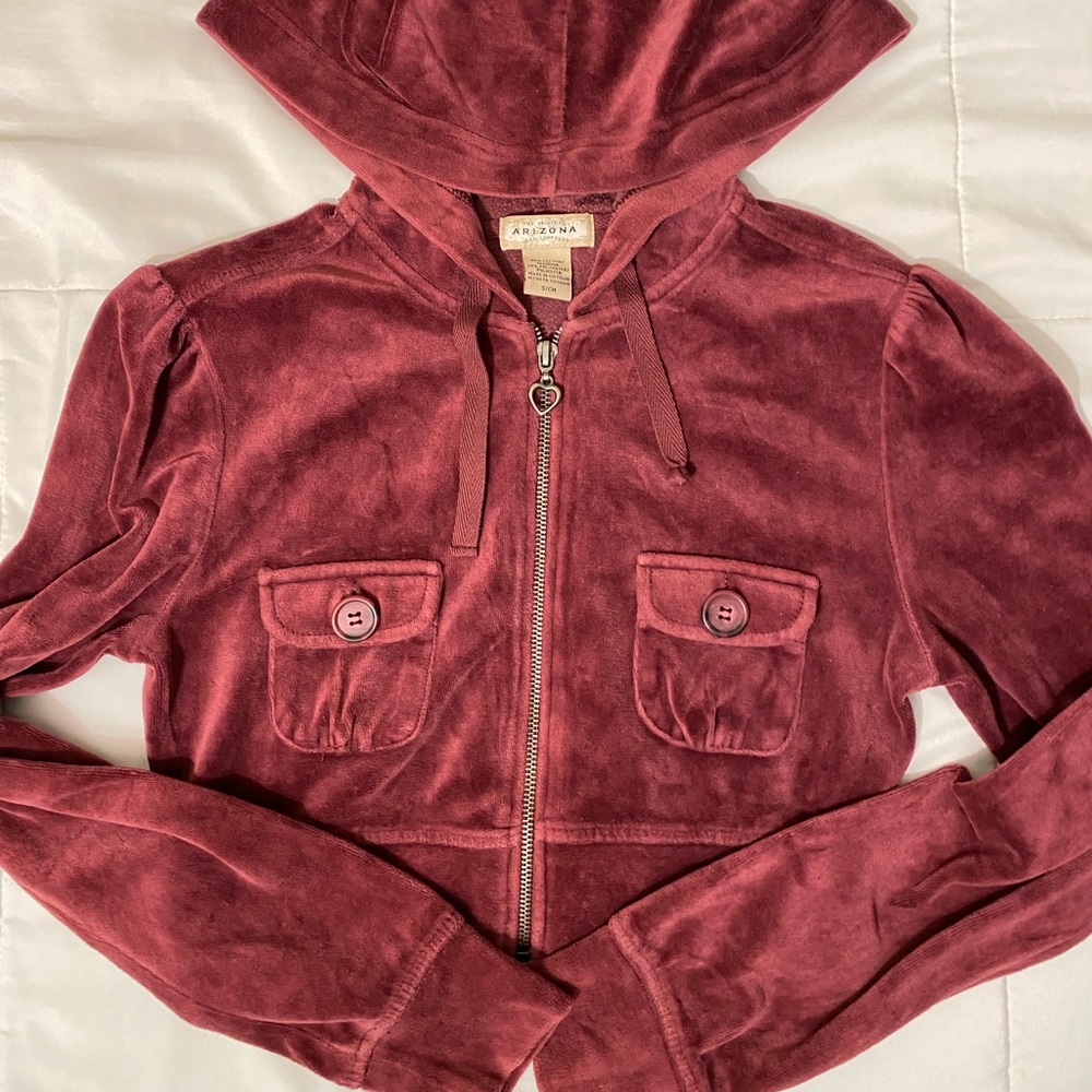 Arizona cropped burgundy zip up